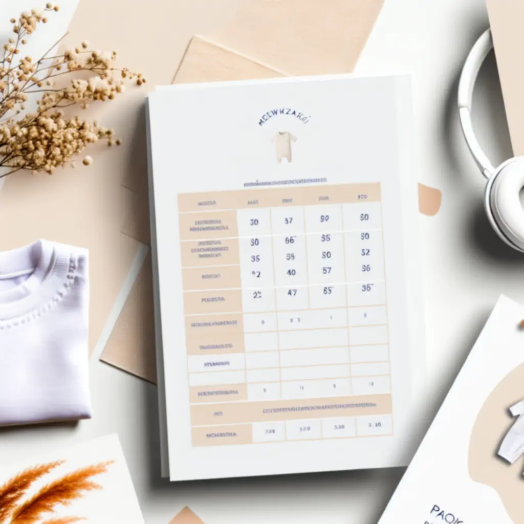 Schemat tabeli rozmiarów ubranek dziecięcych KidWeario