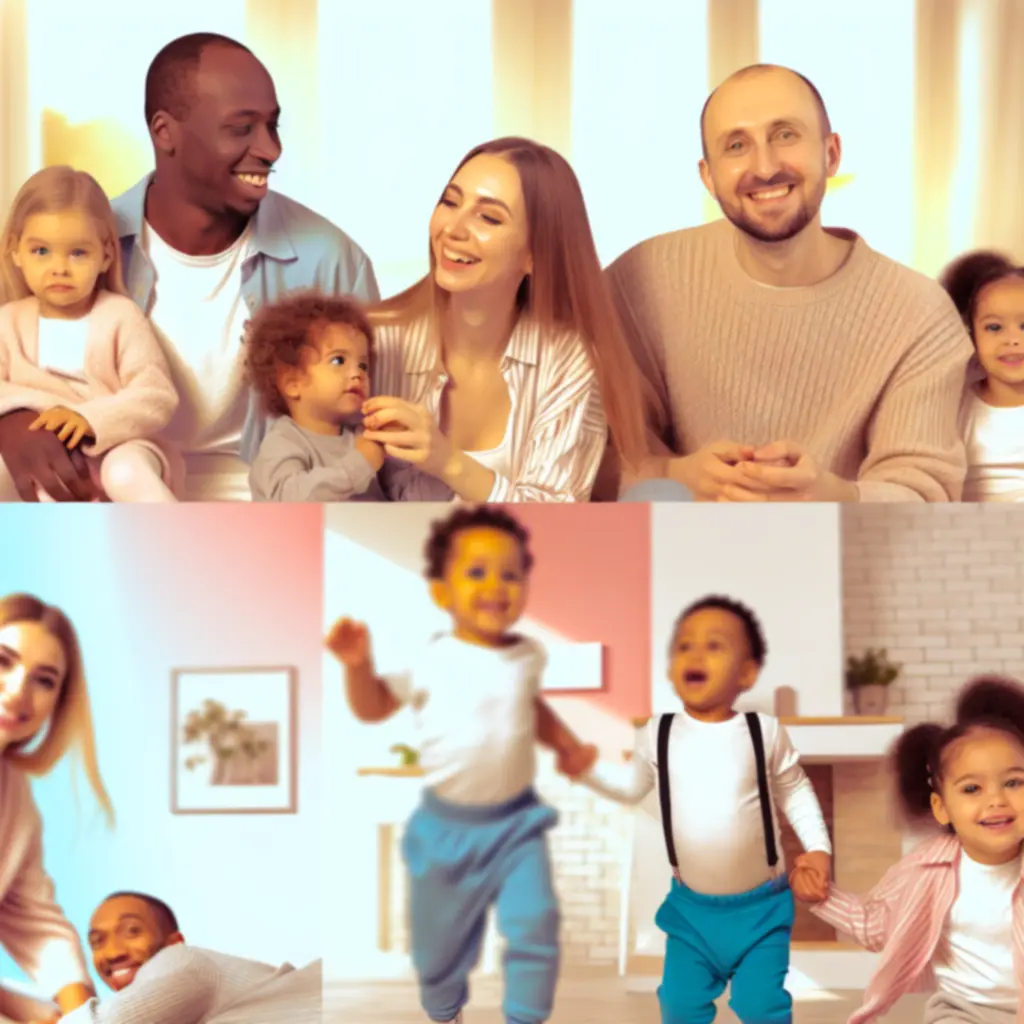 Rodziny z dziećmi ubrane w pastelowe ubranka, uśmiechnięte po zakupach w KidWeario