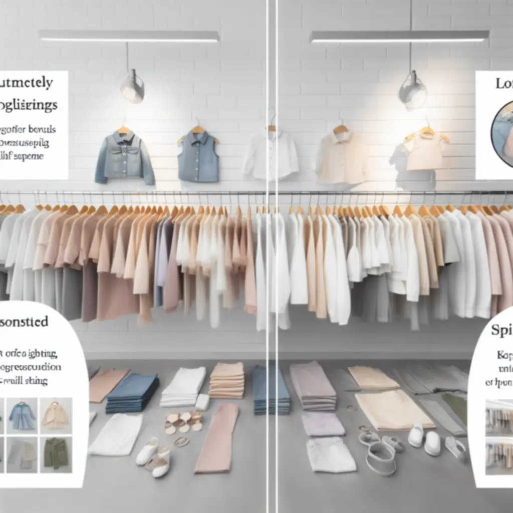 Nowe ubrania dziecięce zaprezentowane na wieszakach